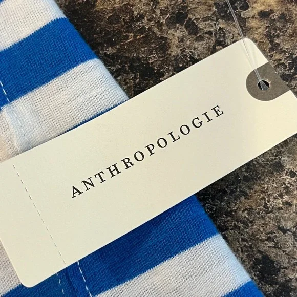 Anthropologie Pilcro Jordyn Stripe Slub Tee NWT Oversize Blue White MEDIUM NEW - Picture 9 of 14